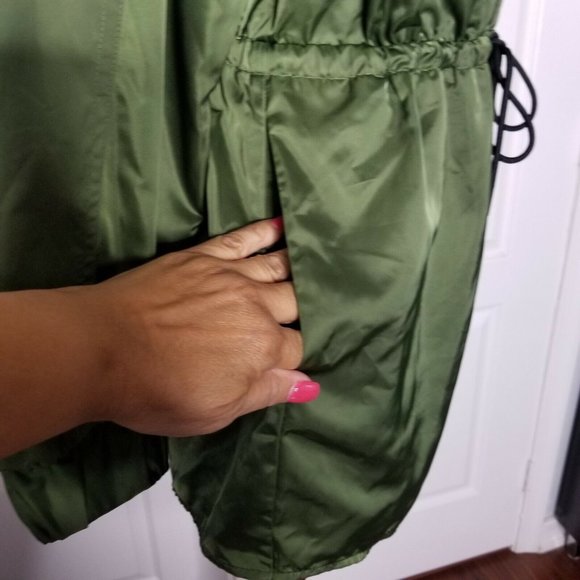 HUNTER Romper Olive Green Utility M Satin Long Sleeve - Picture 8 of 13
